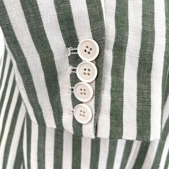 L'AGENCE Scout Striped Blazer, Olive/Cream, Size 8 - Picture 5 of 13